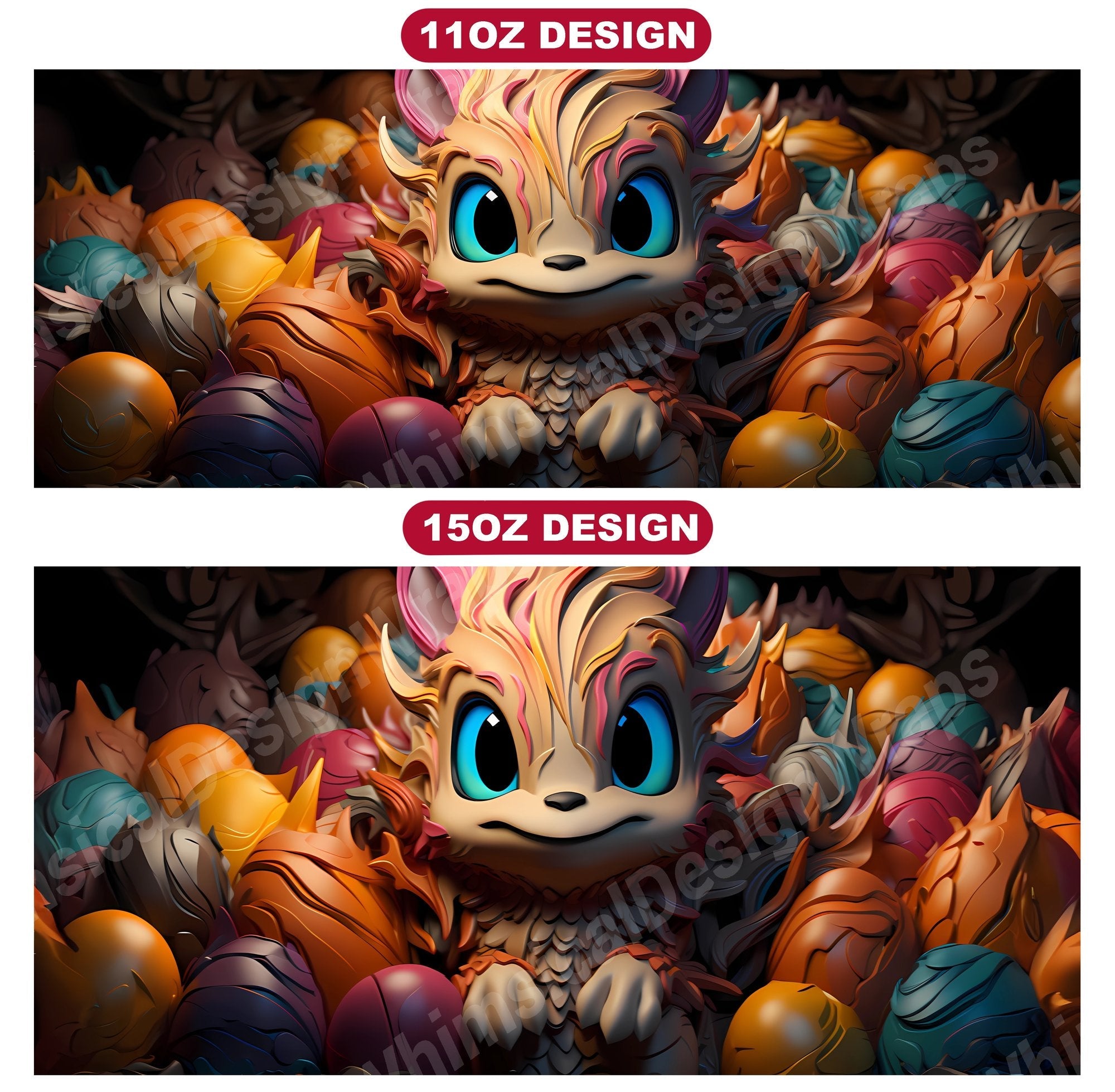 Kawaii Dragons 3 Mug Wrap