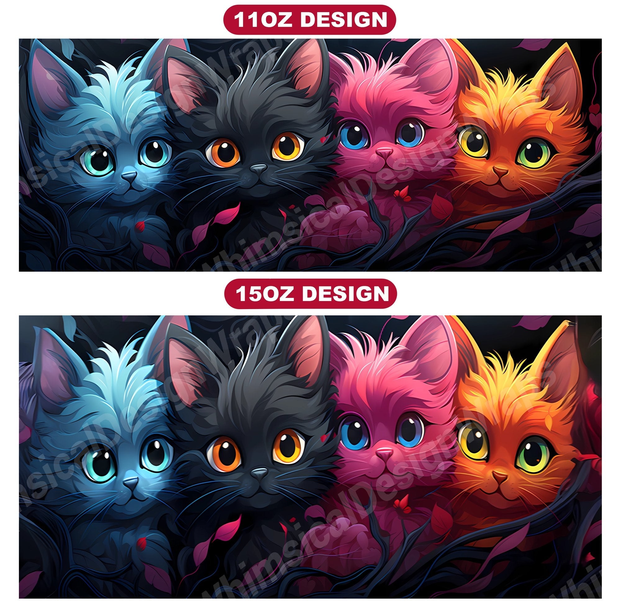 Kawaii Cats 3 Mug Wrap