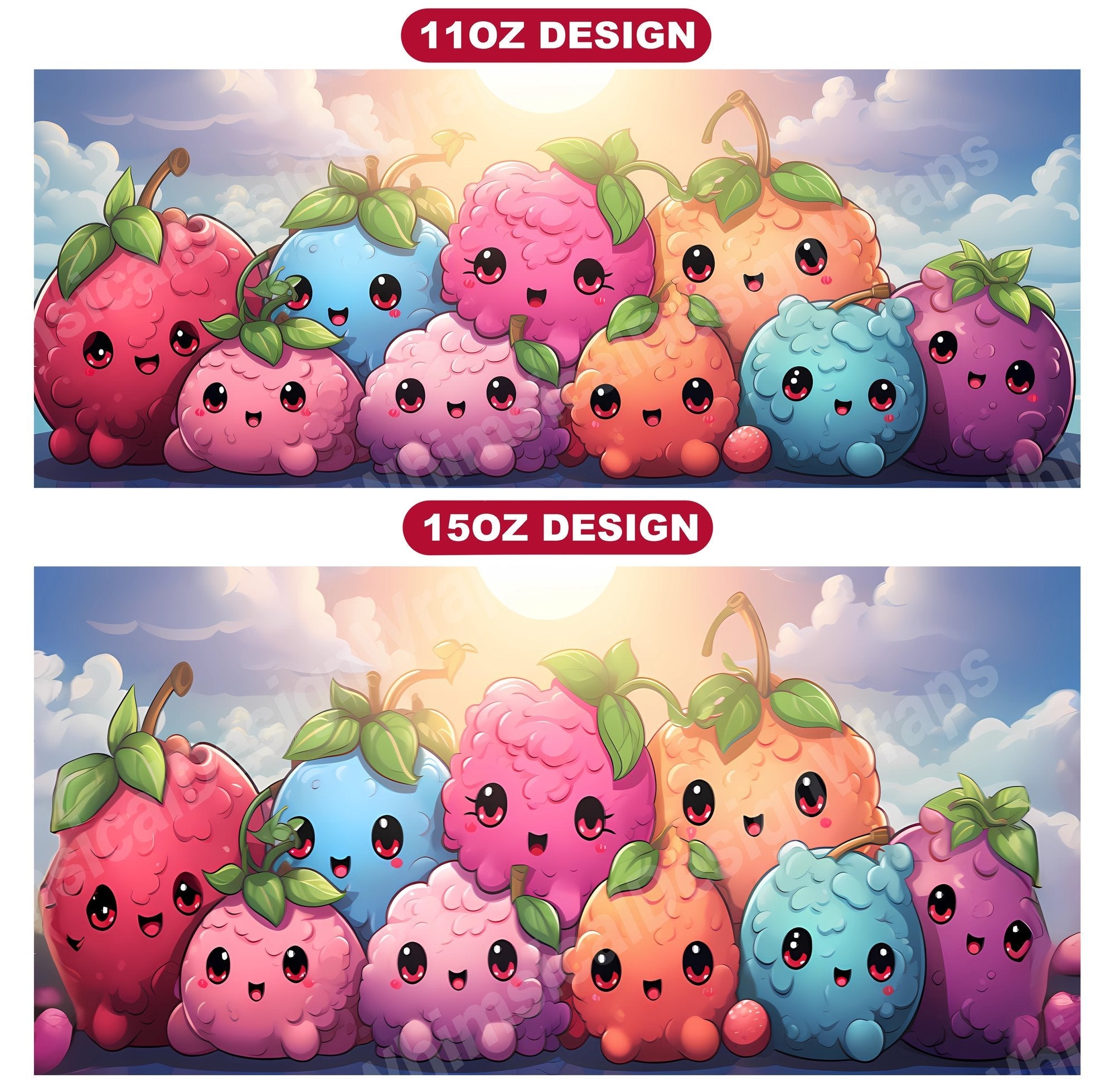 Kawaii Fruits 3 Mug Wrap