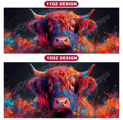Highland Cow 4 Mug Wrap - CraftNest