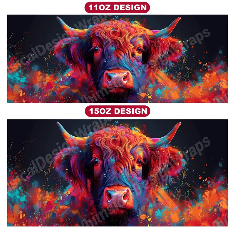 Highland Cow 4 Mug Wrap - CraftNest
