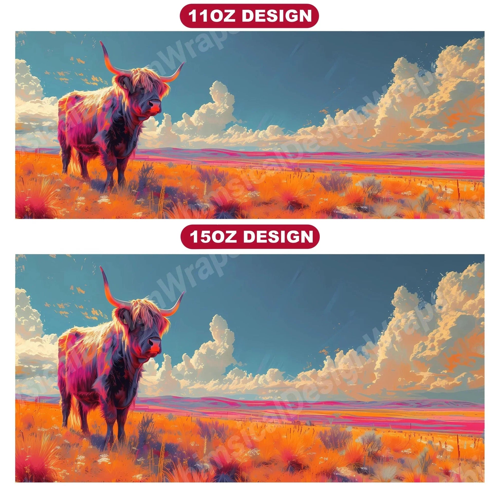 Highland Cow 4 Mug Wrap - CraftNest