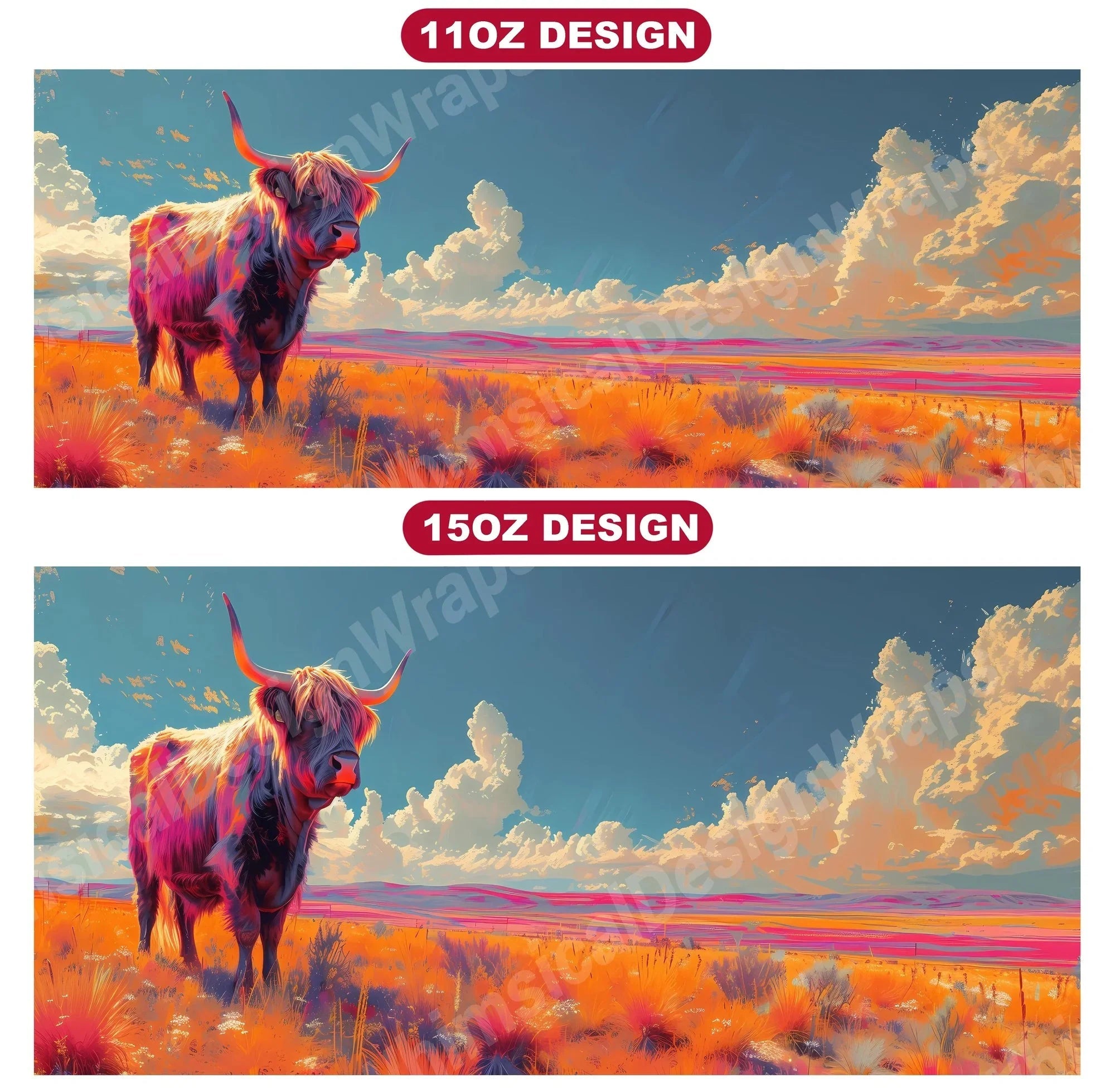 Highland Cow 4 Mug Wrap - CraftNest
