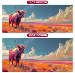 Highland Cow 4 Mug Wrap - CraftNest