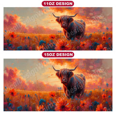 Highland Cow 4 Mug Wrap - CraftNest