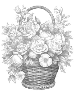 Flower Basket Coloring Book - CraftNest - Digital Crafting and Art