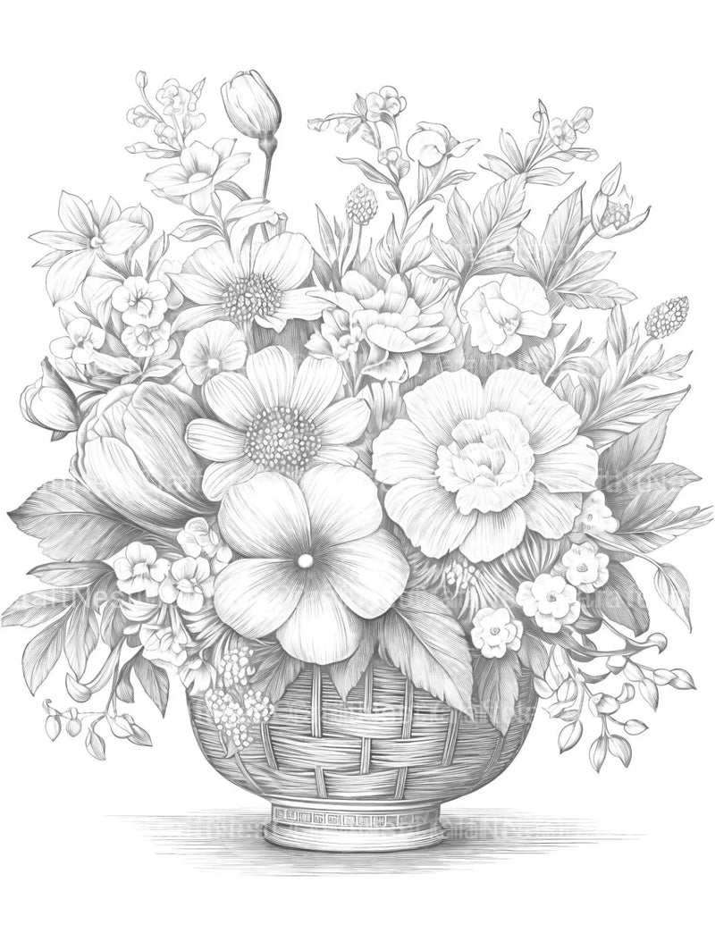 Flower Basket Coloring Book - CraftNest - Digital Crafting and Art