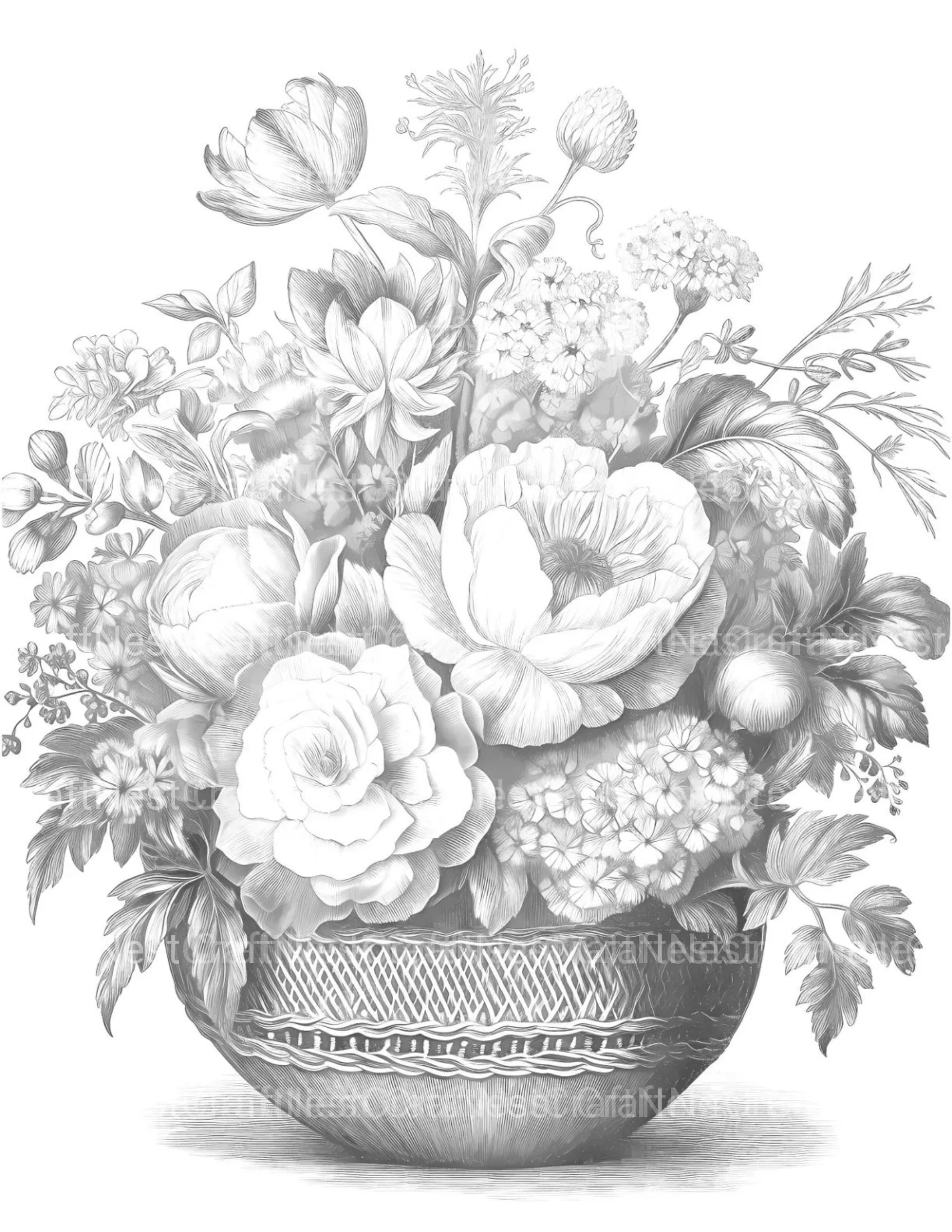 Flower Basket Coloring Book - CraftNest - Digital Crafting and Art