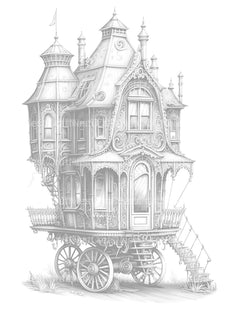Steampunk Tiny House Coloring Book 2 - CraftNest - Digital Crafting and Art