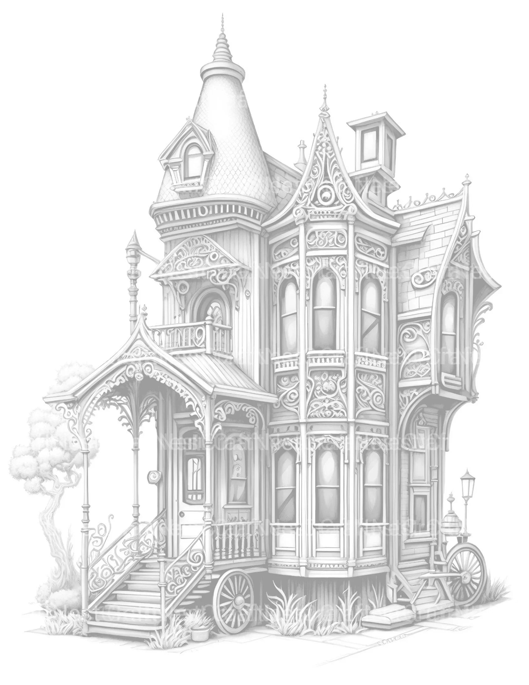 Steampunk Tiny House Coloring Book 2 - CraftNest - Digital Crafting and Art