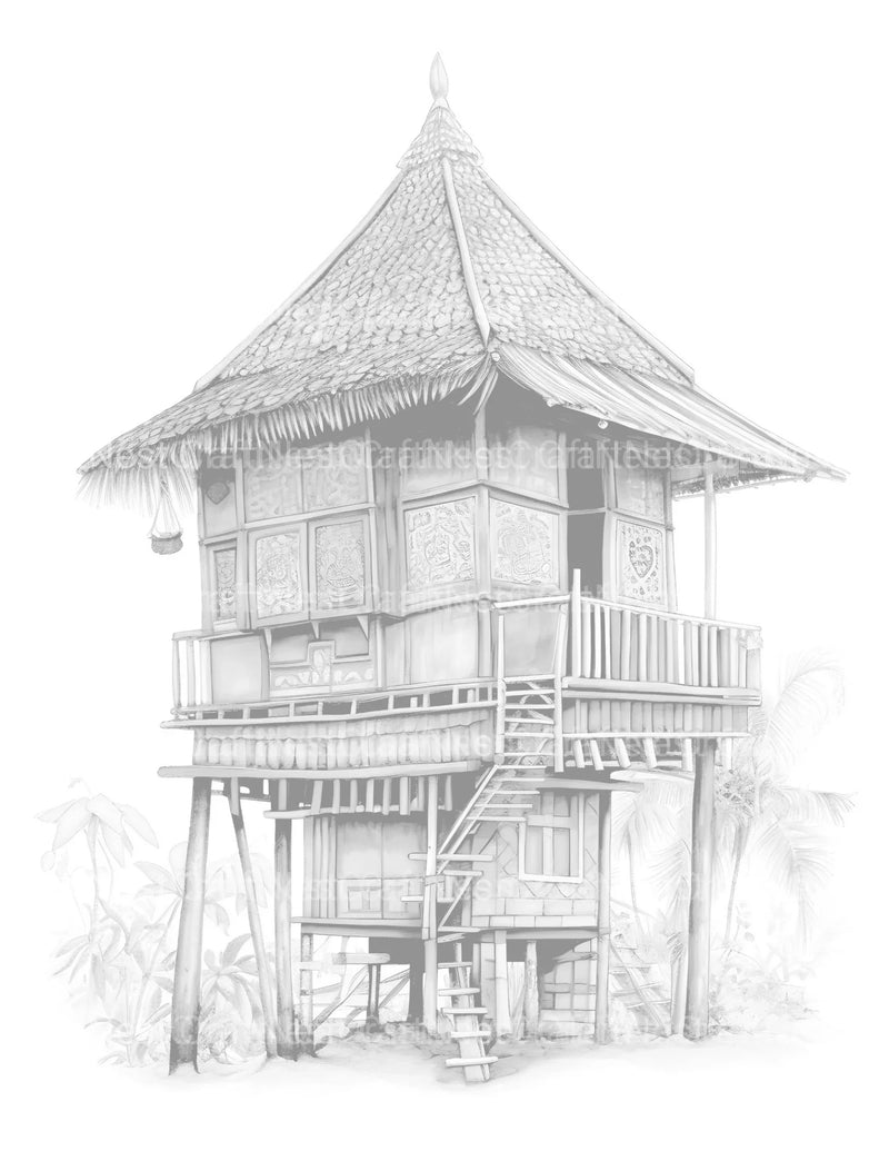 Indonesian Tiny House Coloring Book - CraftNest - Digital Crafting and Art