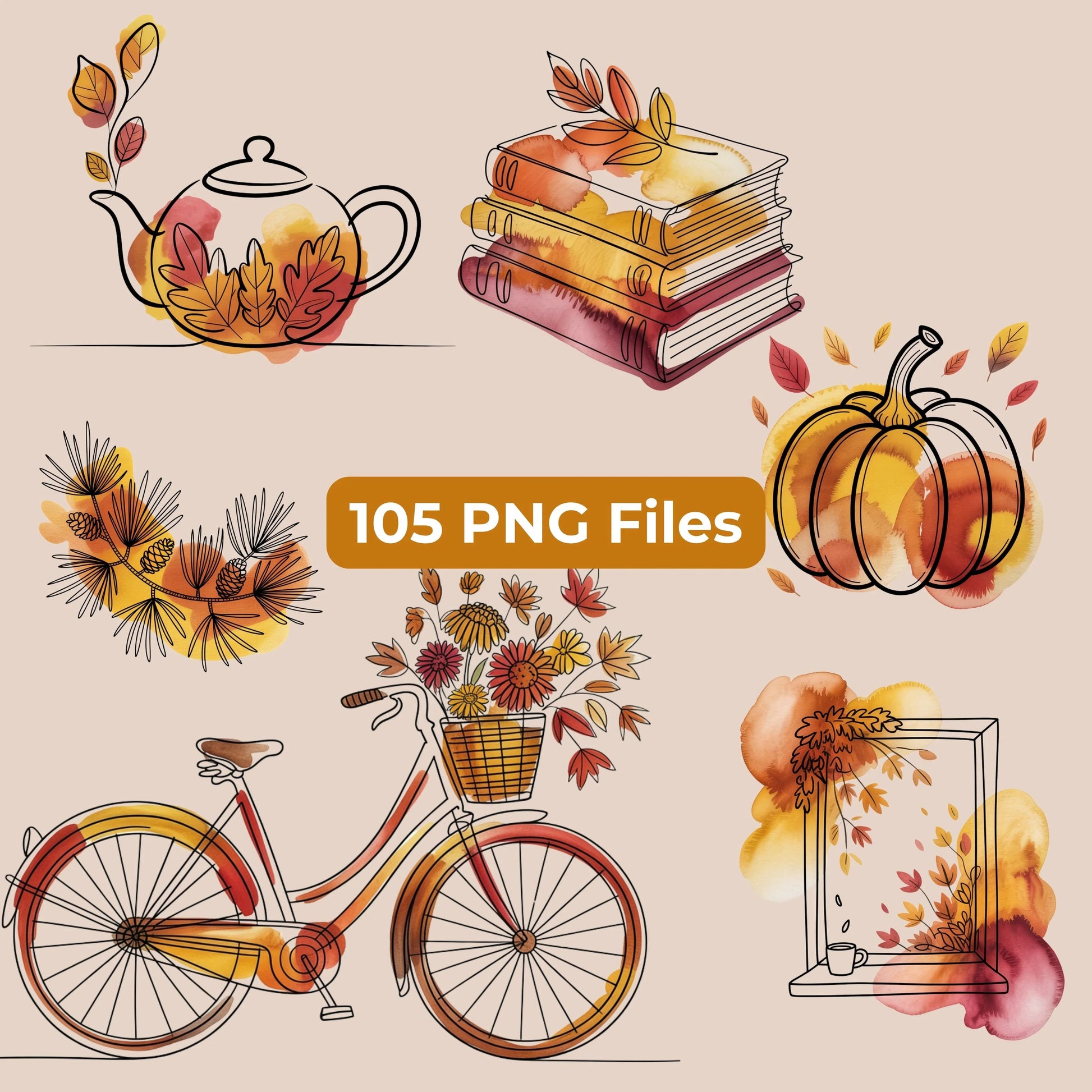 Fall Doodle Minimalist Elements Clipart Bundle - CraftNest - Digital Crafting and Art