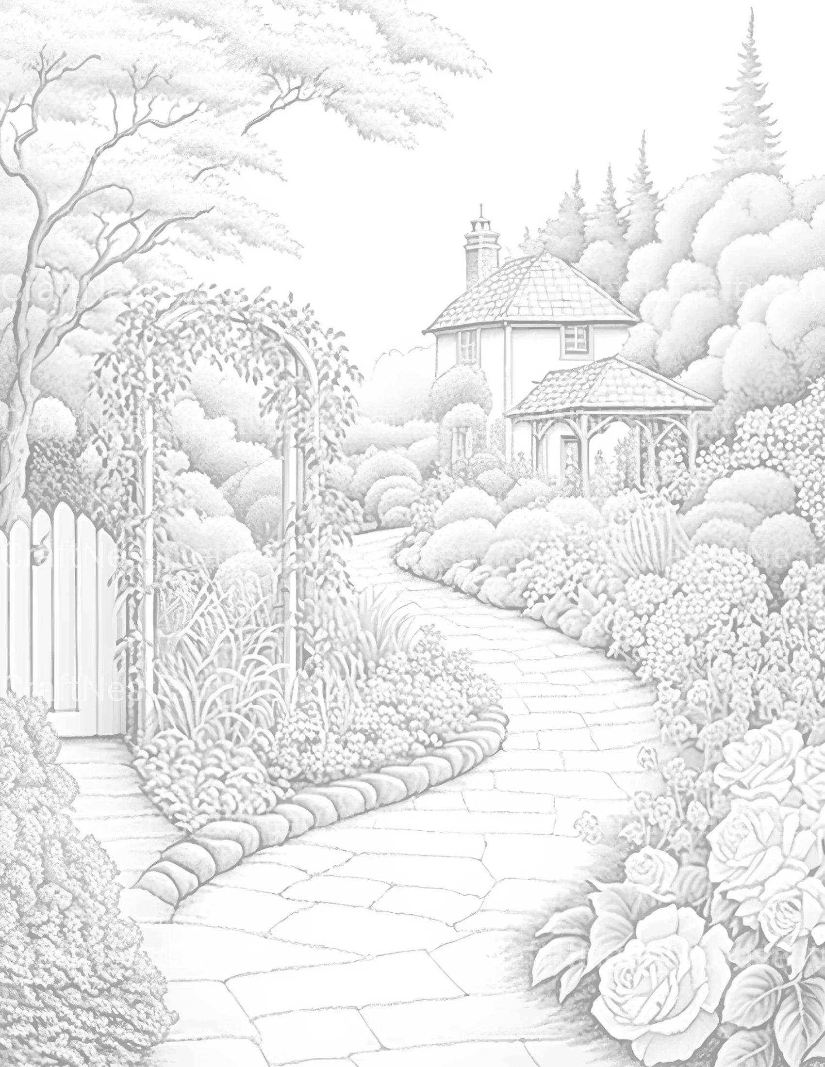 Garden Path Coloring Book - CraftNest - Digital Crafting and Art