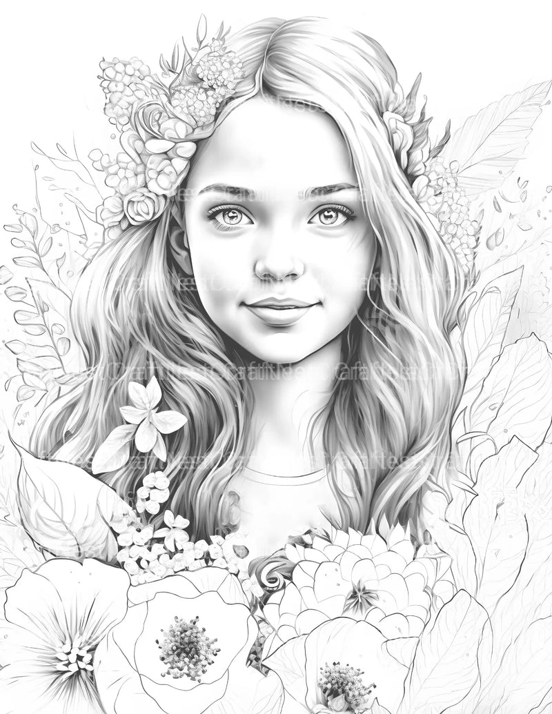 Flower Girl Coloring Book - CraftNest - Digital Crafting and Art