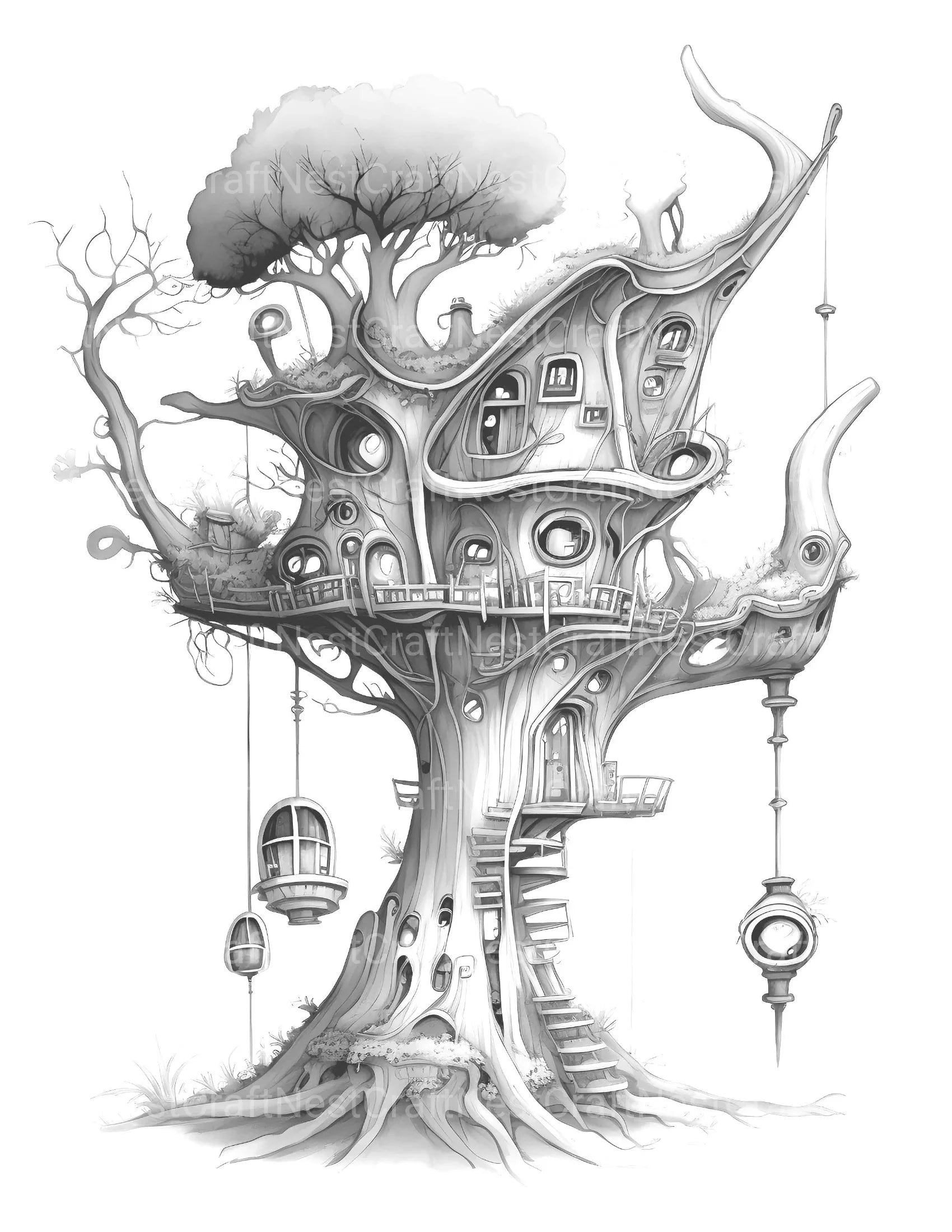 Future Treehouse Coloring Book - CraftNest - Digital Crafting and Art