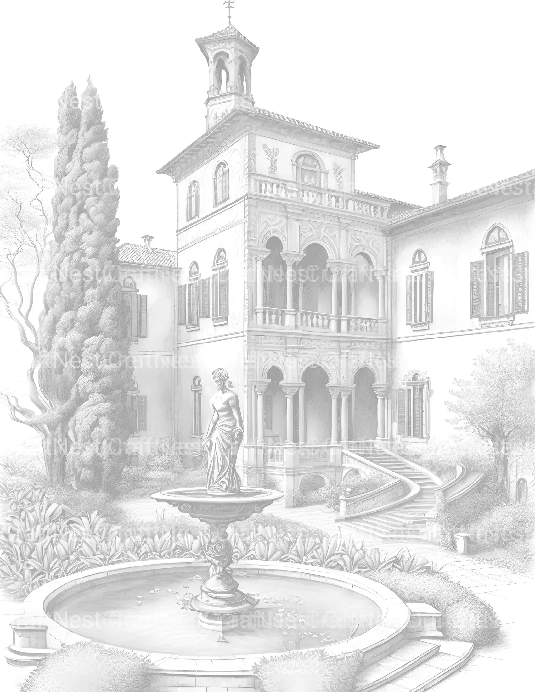 Italian Houses Coloring Book - CraftNest - Digital Crafting and Art