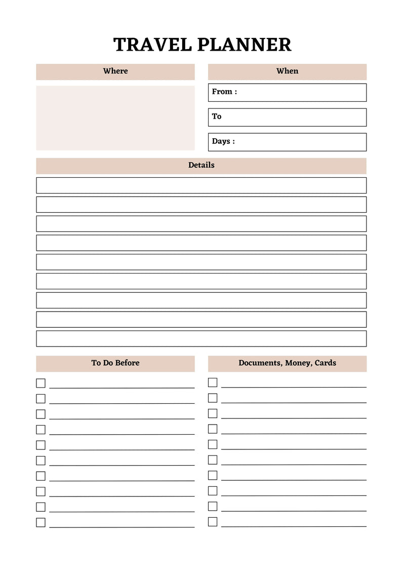Travel Planner KDP Planner - CraftNest - Digital Crafting and Art