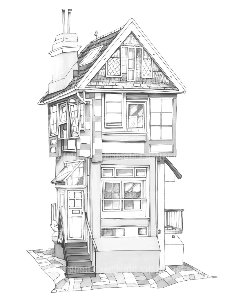 Contemporary Tiny House Coloring Book - CraftNest - Digital Crafting and Art