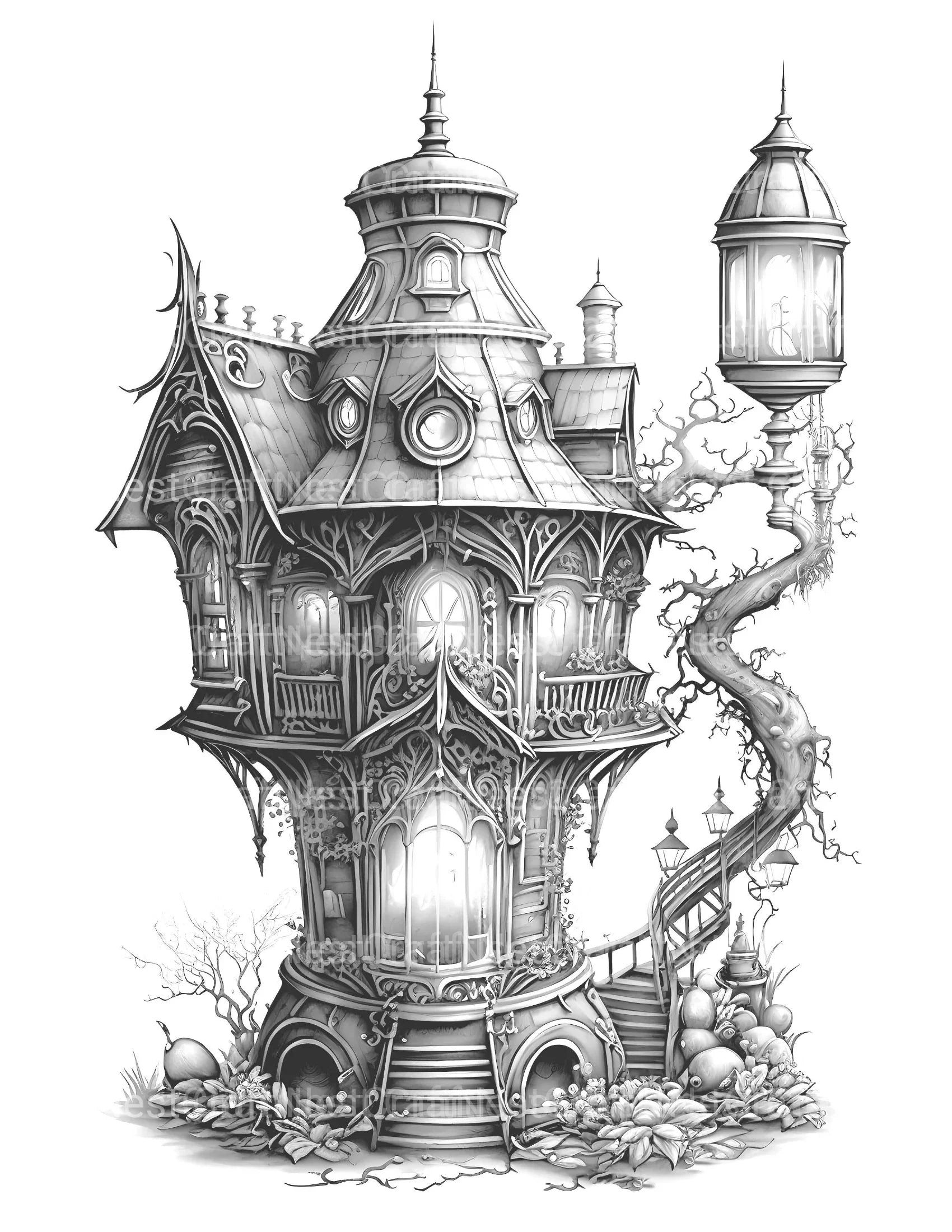 Steampunk Fairy House Coloring Book - CraftNest - Digital Crafting and Art