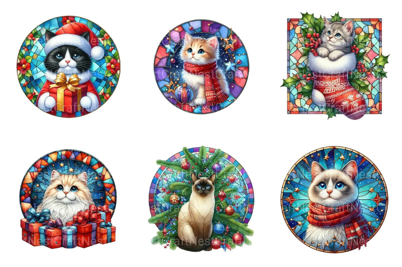 Christmas Cute Cat Ornament Designs - Funny Animal Clipart Bundle - CraftNest - Digital Crafting and Art