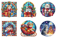 Christmas Cute Cat Ornament Designs - Funny Animal Clipart Bundle - CraftNest - Digital Crafting and Art