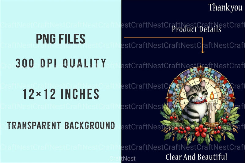 Christmas Cute Cat Ornament Designs - Funny Animal Clipart Bundle - CraftNest - Digital Crafting and Art