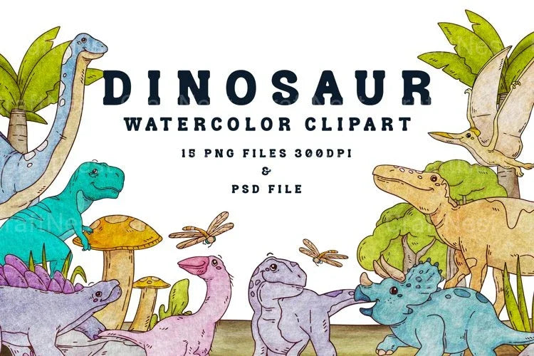 Cute Hand Drawn Dinosaurs Clipart Bundle - CraftNest - Digital Crafting and Art