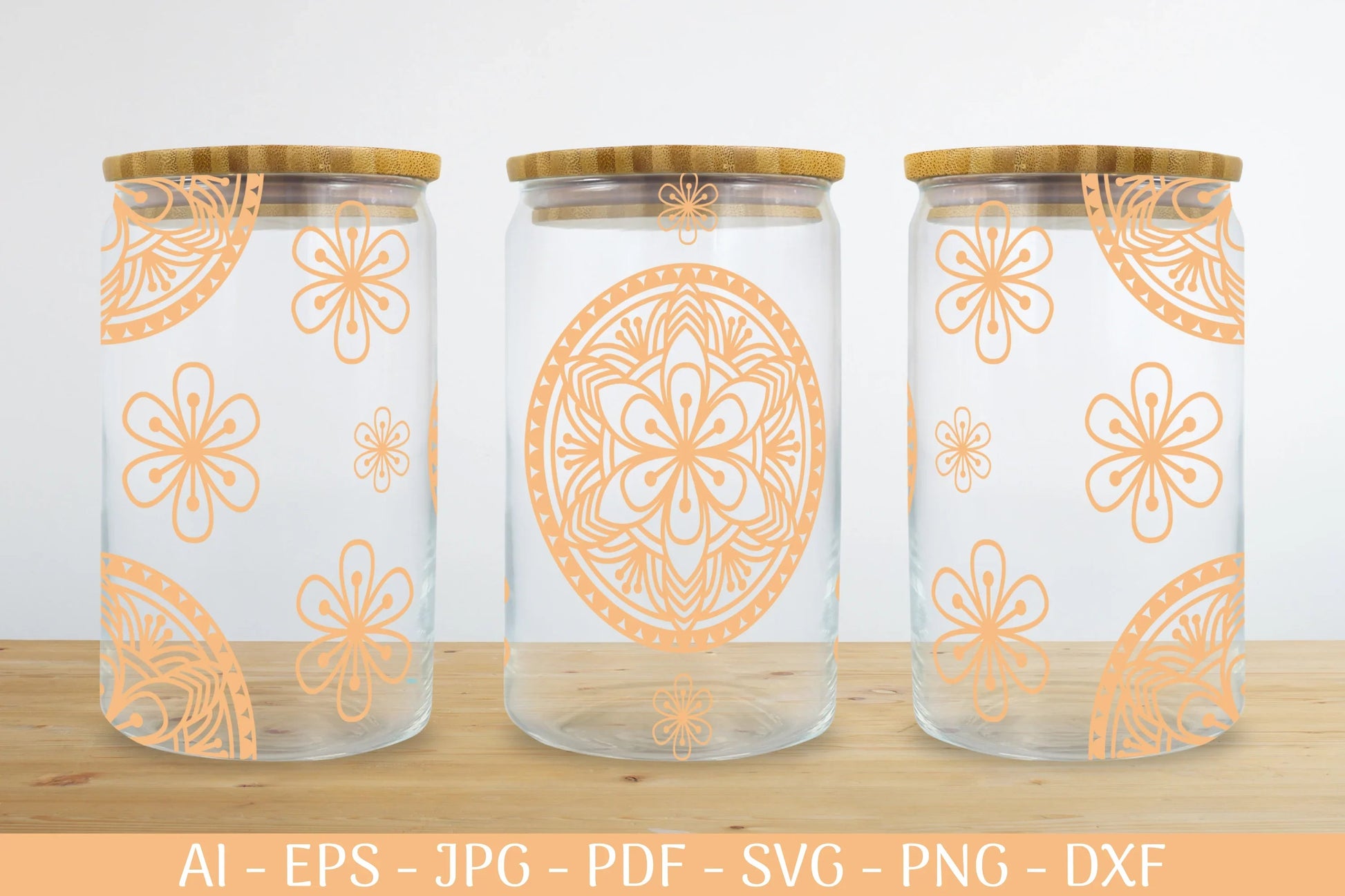 Mandala Can Glass Wrap Designs SVG Bundle 2 - CraftNest - Digital Crafting and Art