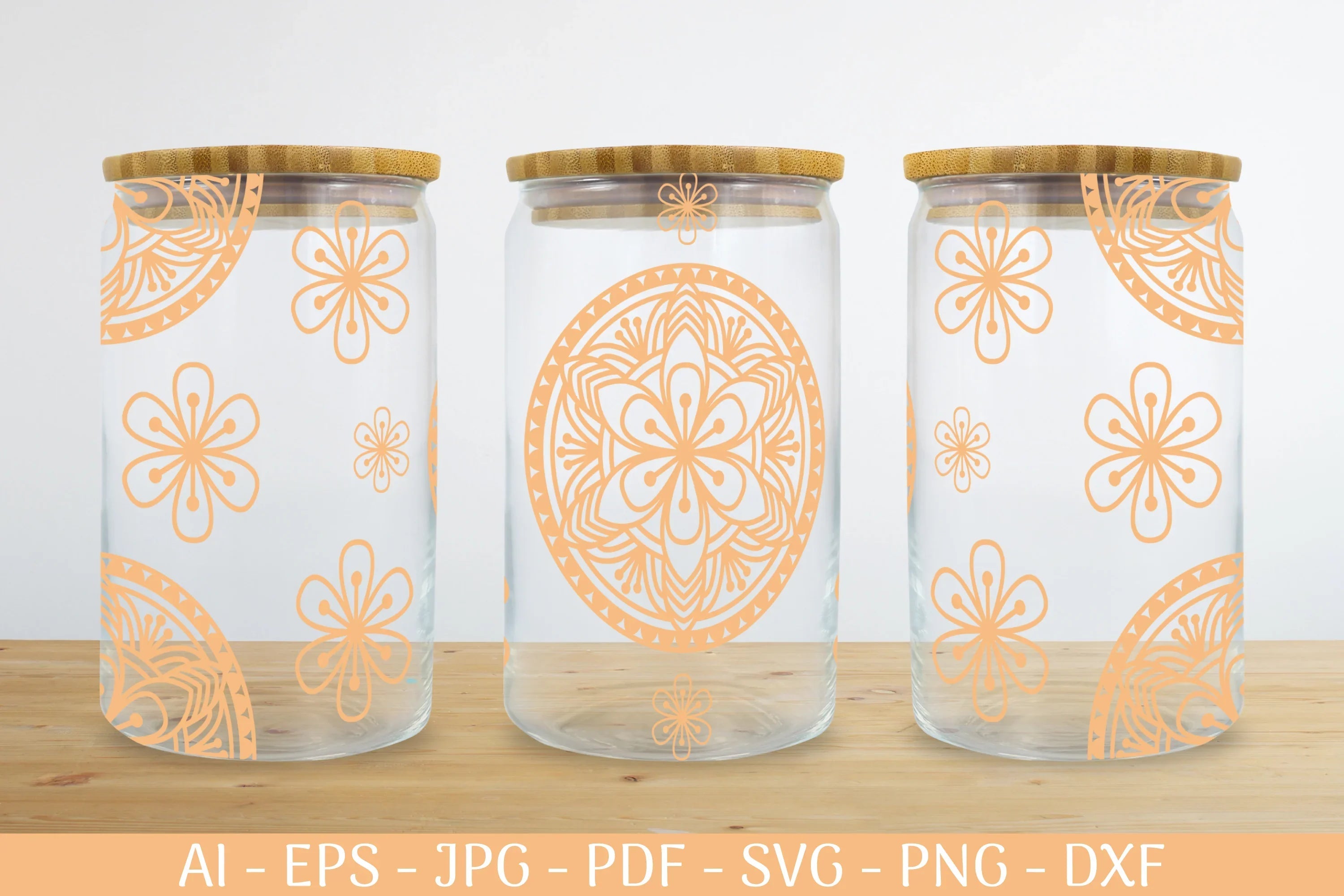 Mandala Can Glass Wrap Designs SVG Bundle 2 - CraftNest - Digital Crafting and Art