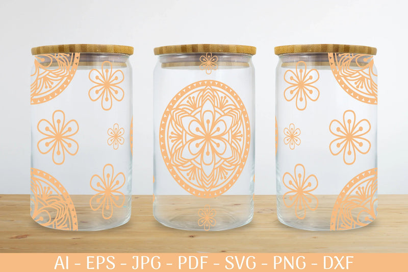 Mandala Can Glass Wrap Designs SVG Bundle 2 - CraftNest - Digital Crafting and Art