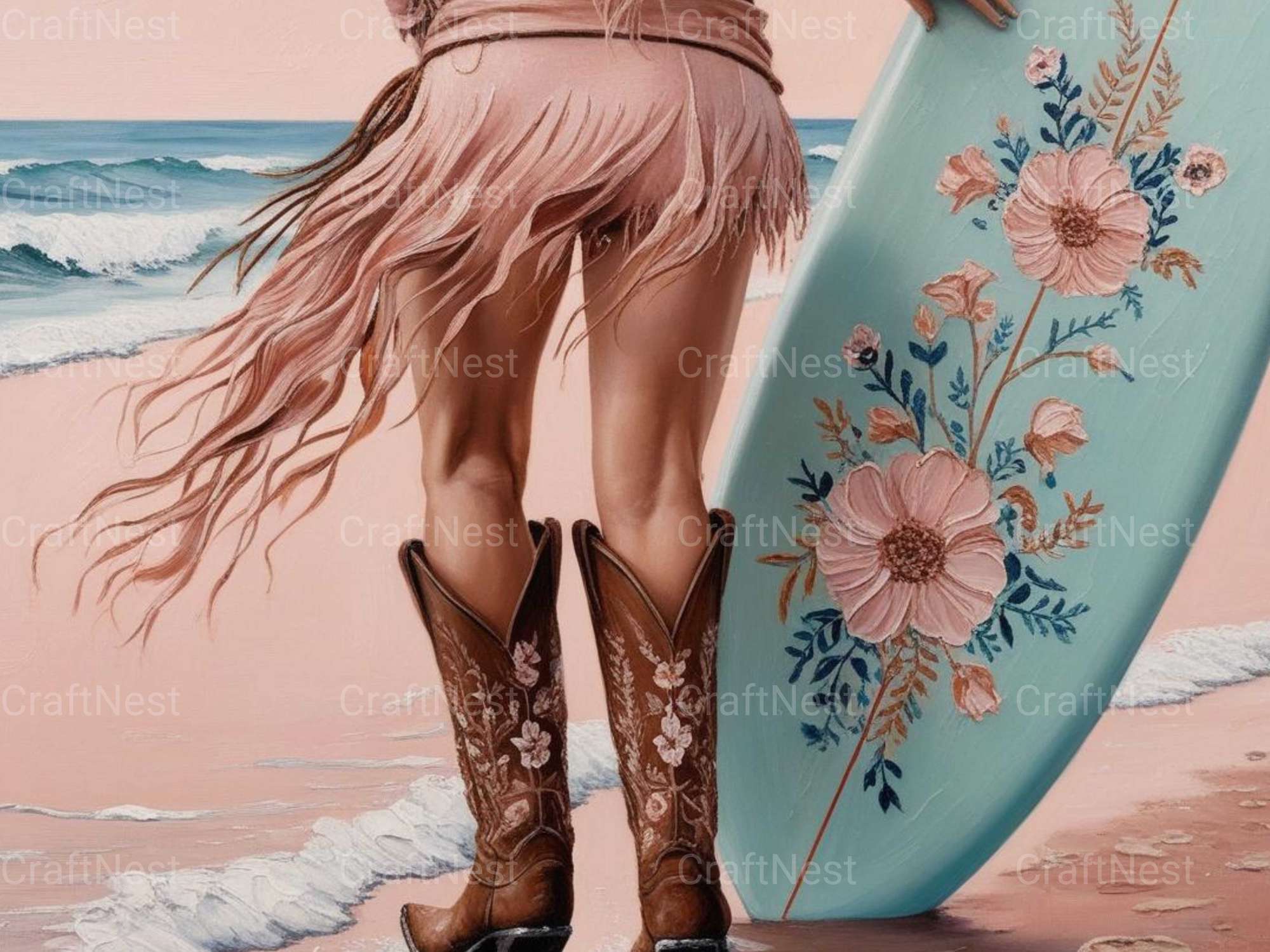 Boho Coastal Cowgirl Wall Art