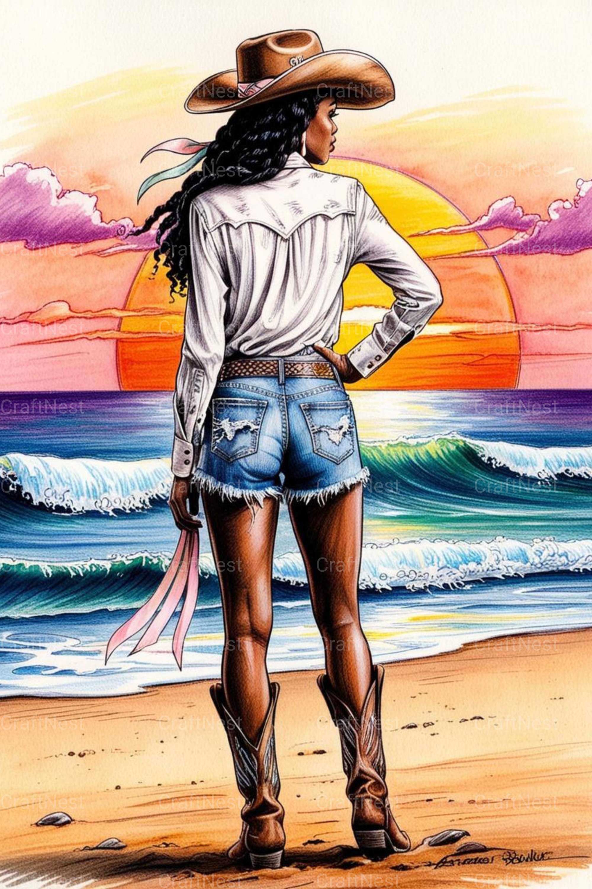Black Cowgirl Wall Art