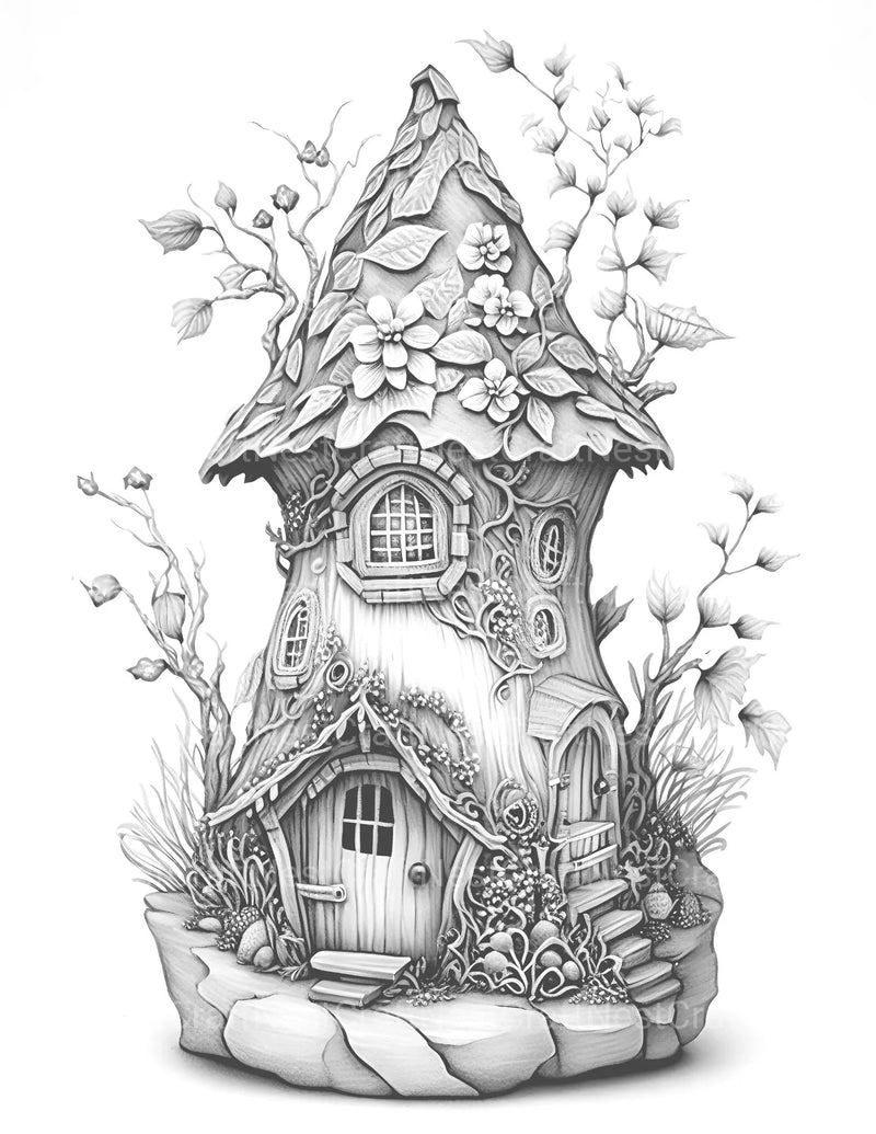 Fairy Houses 3 Coloring Book - CraftNest - Digital Crafting and Art