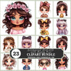 Whimsical Girl with Messy Bun Clipart
