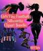 Girls Flag Football Silhouette Clipart Bundle