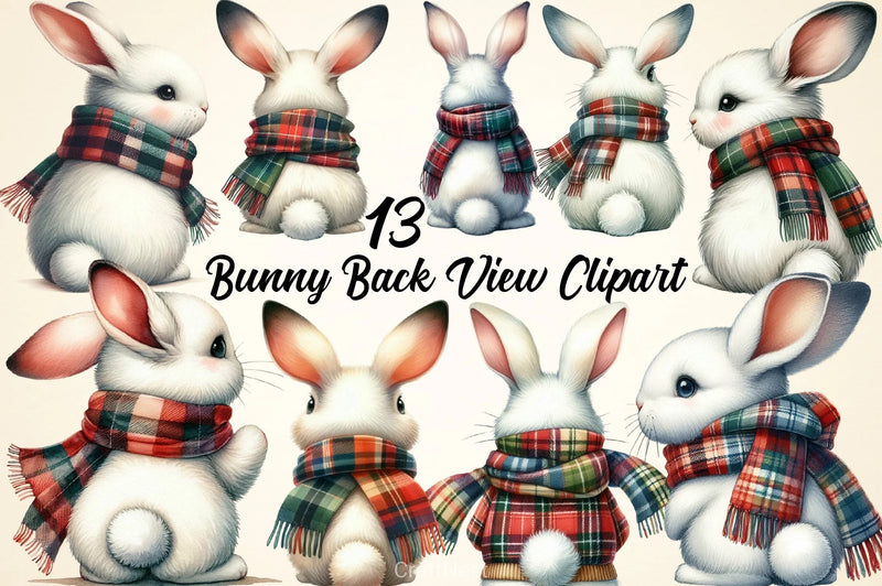 Bunny Back View Clipart Bundle 4 - CraftNest - Digital Crafting and Art