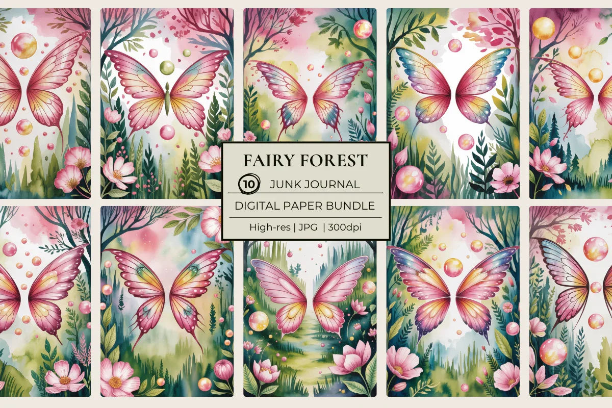 Fairy Forest Junk Journal Papers - CraftNest - Digital Crafting and Art