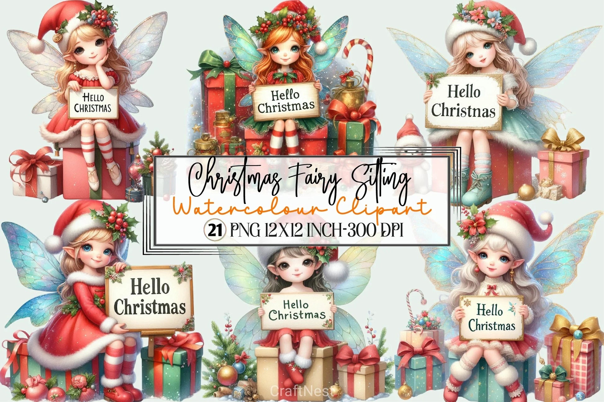 Christmas Fairy Clipart Bundle - CraftNest - Digital Crafting and Art
