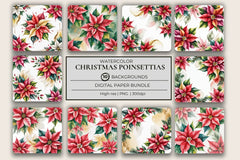 Poinsettias Background Papers - CraftNest - Digital Crafting and Art