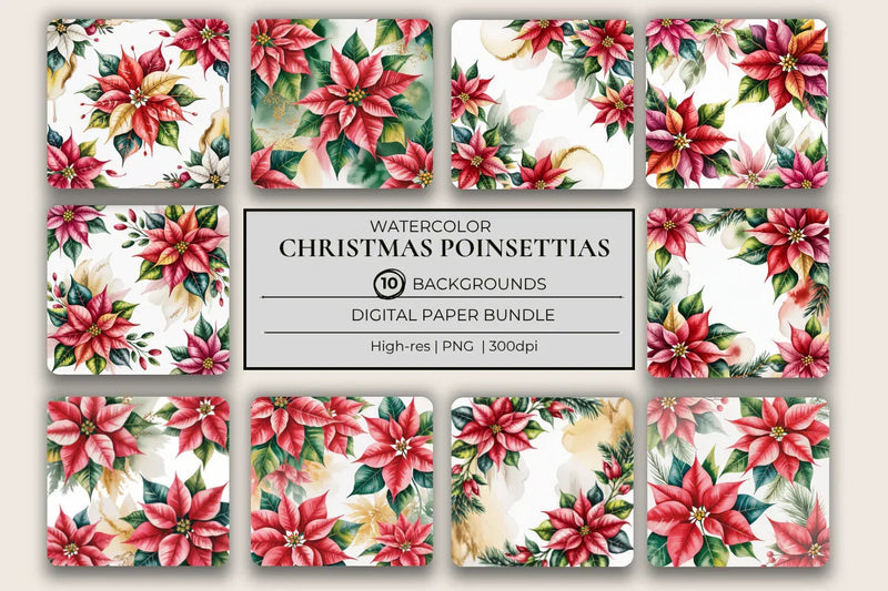 Poinsettias Background Papers - CraftNest - Digital Crafting and Art