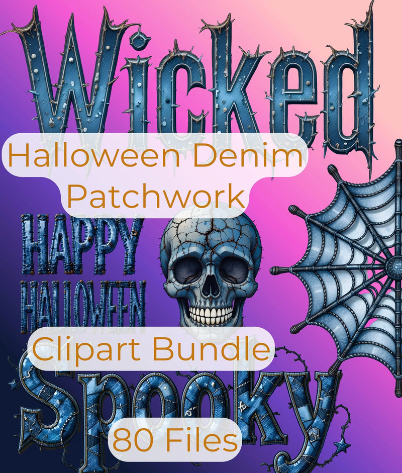 Halloween Denim Patchwork Clipart Bundle - CraftNest - Digital Crafting and Art