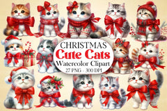 Christmas Cute Cats Clipart Bundle - CraftNest - Digital Crafting and Art