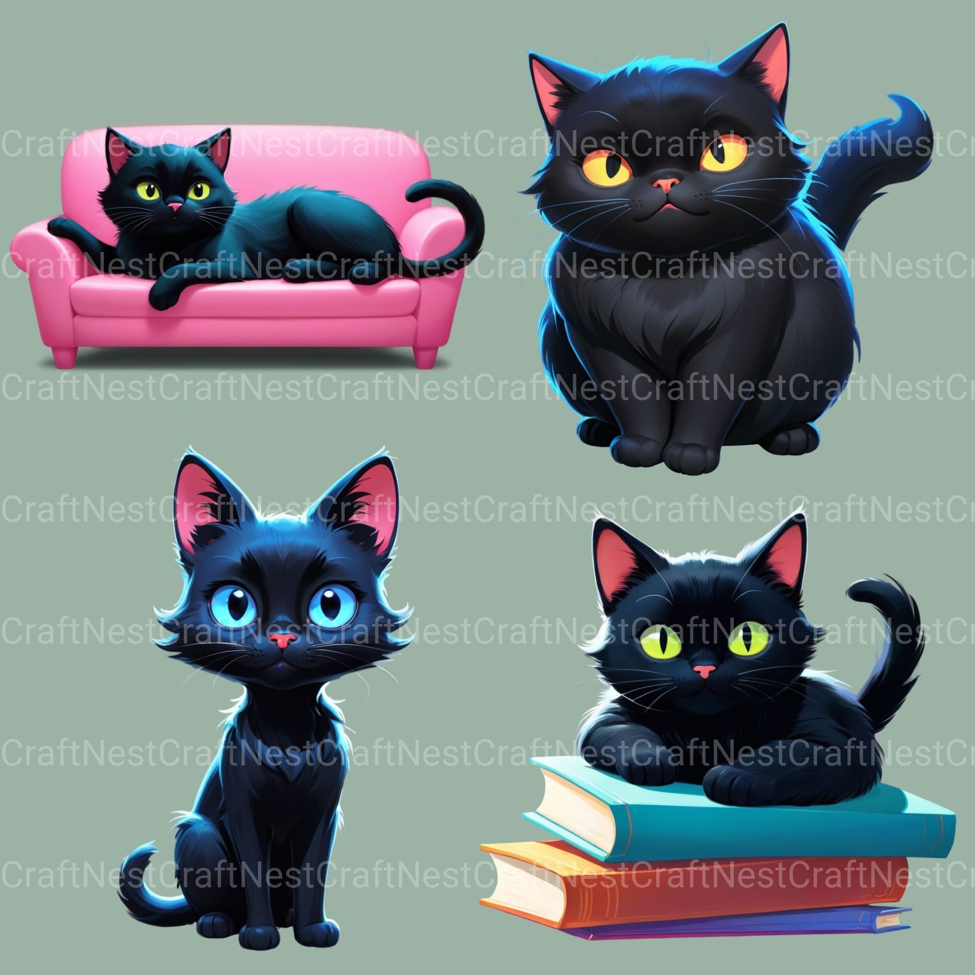 Black Cats Clipart Bundle