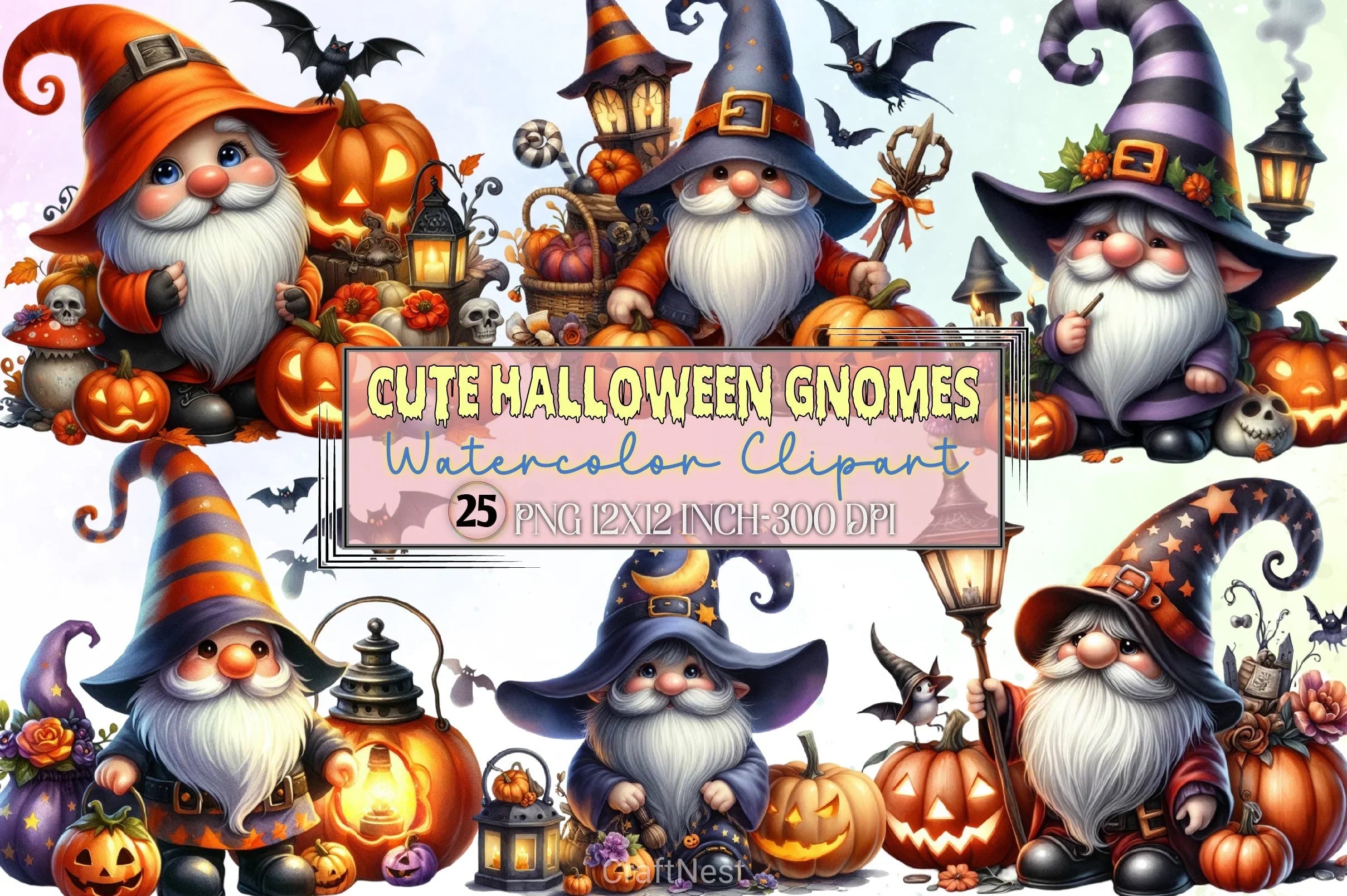 Cute Halloween Gnomes Clipart Bundle - CraftNest - Digital Crafting and Art