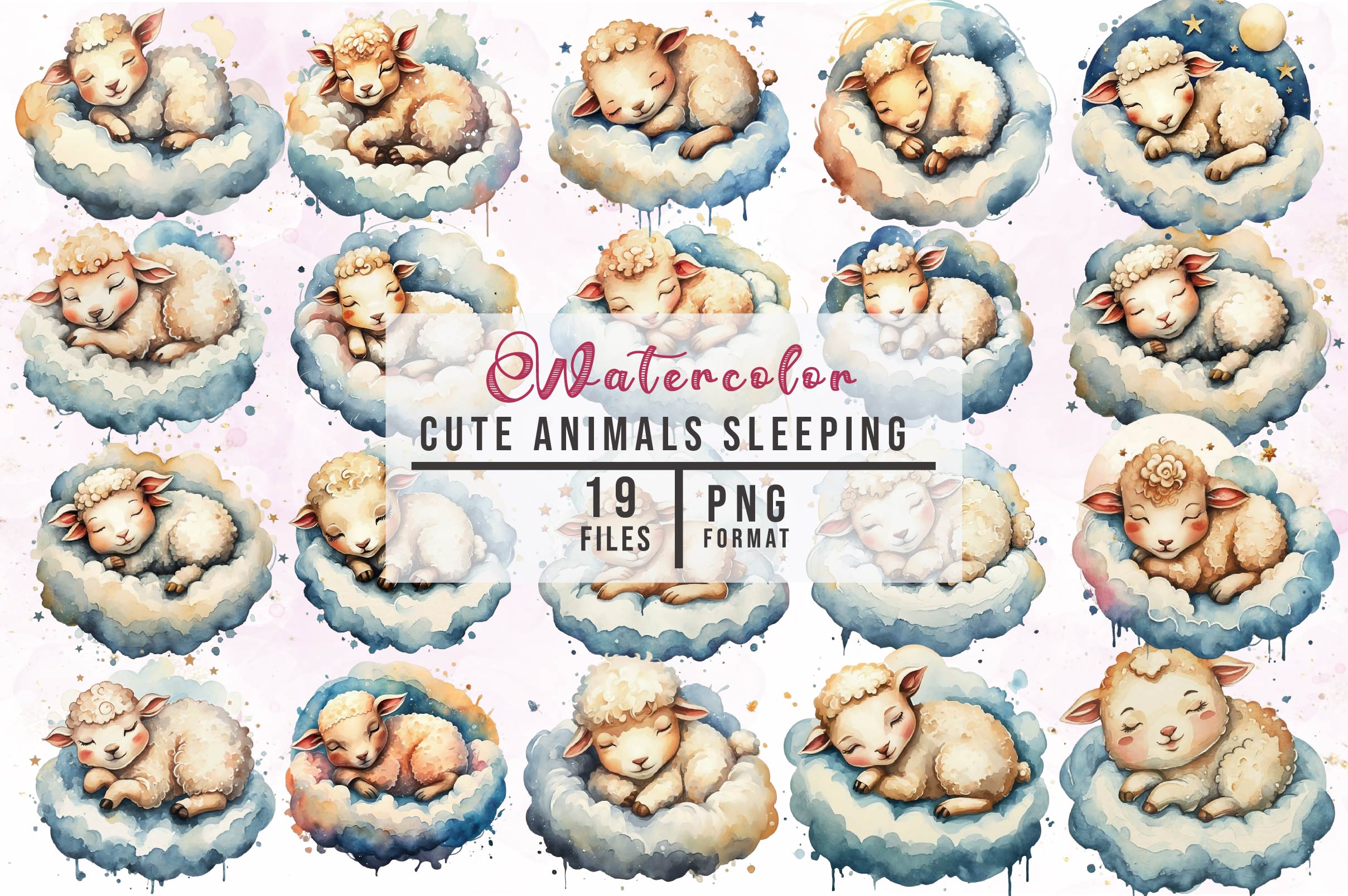 Baby Animals Sleeping Clipart Bundle