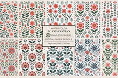 Scandinavian Folklore Flowers Seamless Papers - CraftNest - Digital Crafting and Art