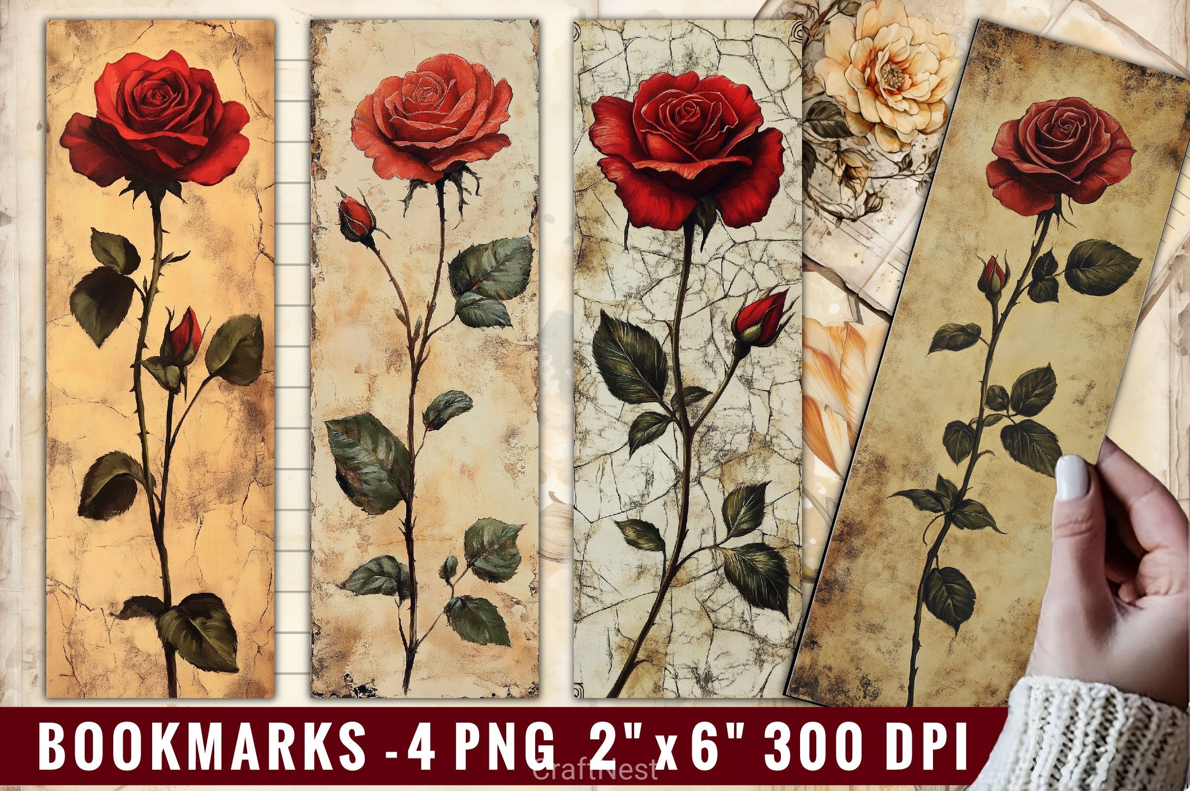 Red Rose Clipart Bundle 4