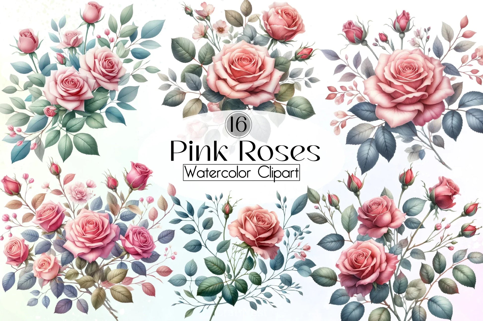 Pink Roses Clipart Bundle - CraftNest - Digital Crafting and Art