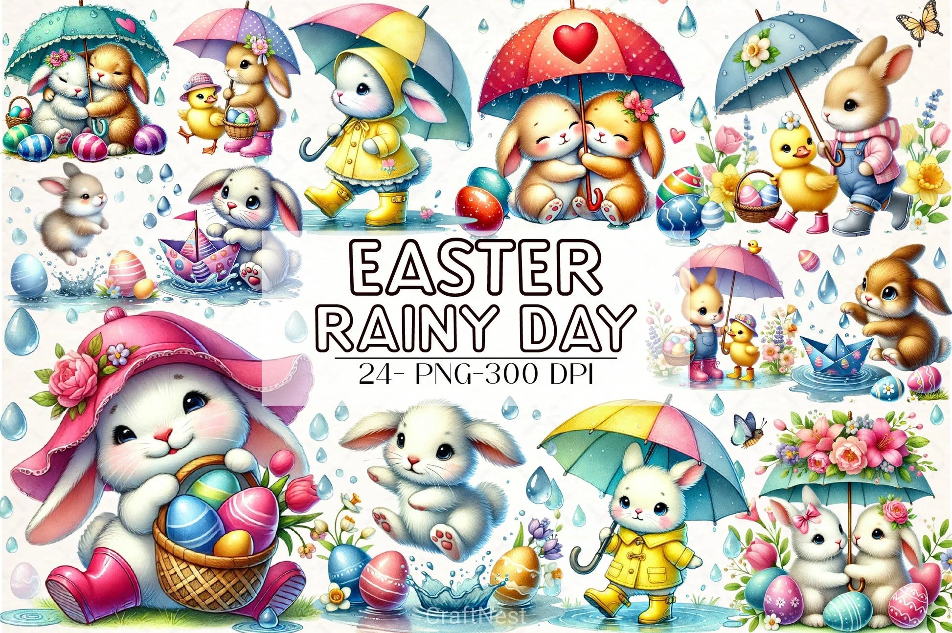 Rainy Easter Clipart Bundle - CraftNest - Digital Crafting and Art