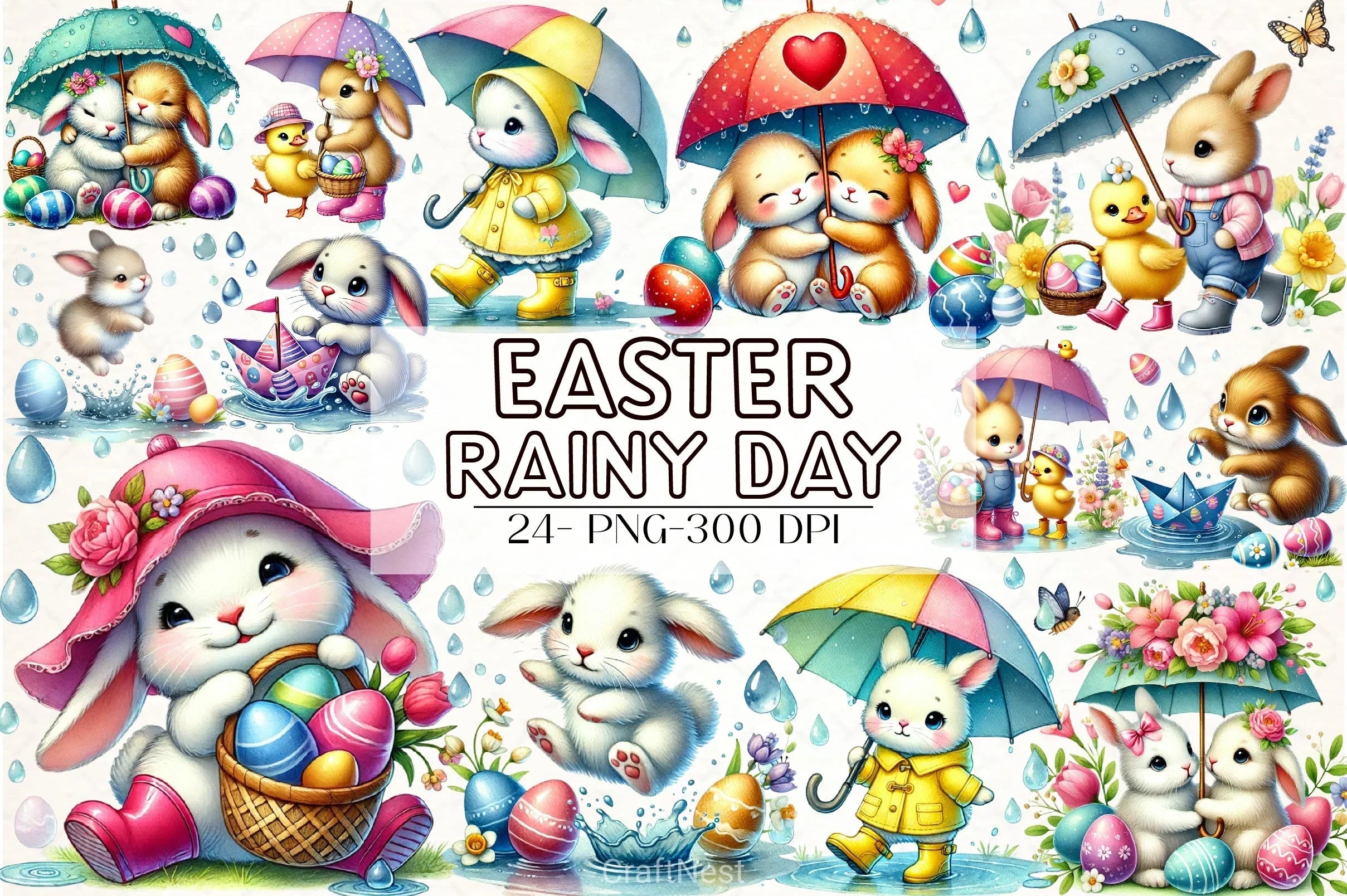 Rainy Easter Clipart Bundle - CraftNest - Digital Crafting and Art